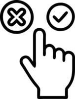 Hand taps red cross icon to cancel item clarifies approval rejection process ensures formal brand governance fosters systematic decision minimal confusion vector