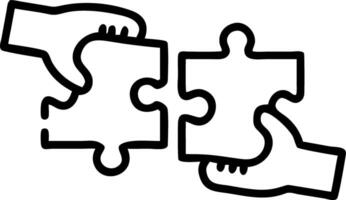 Hands holding jigsaw puzzle pieces illustrating business partnership and collaborative problem solving concept vector