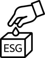 Hand putting wood cube in ESG icon concept for environmental social and governance in sustainable and ethical business vector