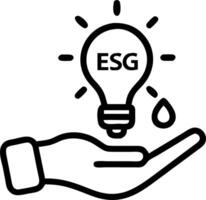 hand holding light bulb ESG icon concept environmental social governance sustainable ethical business network connection green background Set 2 vector