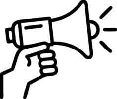 Hand holding red megaphone with protest crowd in background vibrant atmosphere focused on voice vector