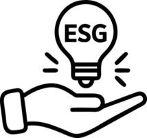 hand holding light bulb ESG icon concept environmental social governance sustainable ethical business network connection green background Set 4 vector