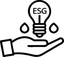 hand holding light bulb ESG icon concept environmental social governance sustainable ethical business network connection green background Set 3 vector