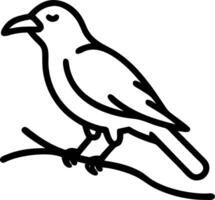 Halloween raven clipart featuring spooky bird element in watercolor illustration with crisp details black raven perched on branch isolated on white background vector