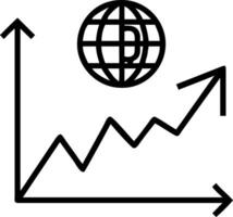 Green stock market graph rising up with digital globe background depicting global stock market rally or recovery featuring stock and cryptocurrency elements vector