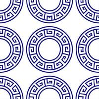 Greek Meander seamless tile pattern with blue and white tones and traditional patterns for coastal decor vector