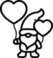 Gnome holding heart balloons in watercolor nursery art perfect for childrens rooms and whimsical decor with cute and charming design vector