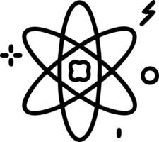 Glowing atomic symbol in dark science lab setting with swirling light particles symbolizing energy technology and quantum physics vector