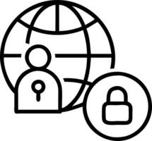 Global network security technology with encryption padlock icon on virtual interface showing business people protecting personal information in cybersecurity concept vector