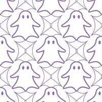 Ghosts and cobwebs seamless tile pattern with translucent figures and spooky webs for haunted home decor vector