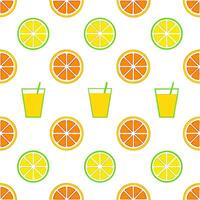 Fun summer seamless tile pattern with citrus fruits and refreshing drinks for to lively outdoor party vector