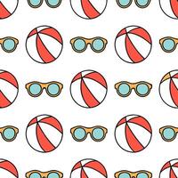 Fun and playful summer seamless pattern with beach balls and sunglasses for energetic outdoor spaces vector
