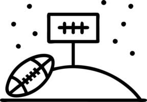 Football resting on snowy field during evening with stadium scoreboard illuminating the scene in the background capturing sports and winter atmosphere vector