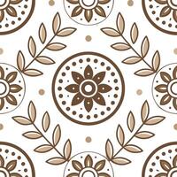 Folk art seamless pattern with rustic color palette and traditional symbols for to grounded folk inspired design vector