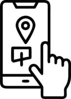 Finger pointing at voting location on digital map smartphone screen helping find polling place on election day vector