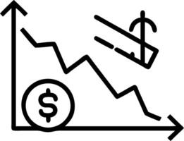 Financial and economic failures illustrated with currency fluctuations and failure graphs depicting economic instability vector
