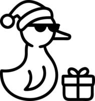 Festive duck wearing sunglasses and Santa hat poses beside colorful wrapped gifts against turquoise background Set 2 vector