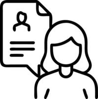 Female HR manager holding CV conducting online job interview via call reviewing candidates resume over shoulder representing hiring and recruitment process in human resources vector