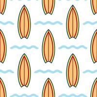 Exciting summer seamless pattern with surfboards and beach waves for an active coastal environment vector