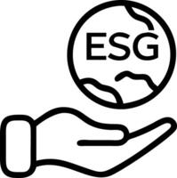 ESG icon with Earth in hand on green background representing environmental social governance in sustainable corporate development and ethical business practices vector
