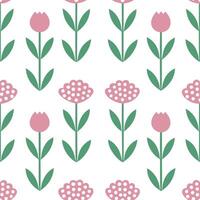 Elegant spring garden seamless pattern with tulips and hydrangeas for classy outdoor spaces Set 2 vector
