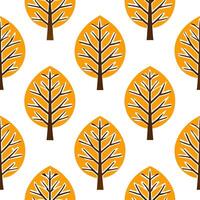 Elegant autumn trees seamless tile pattern with birch and cherry trees for sophisticated fall decor vector