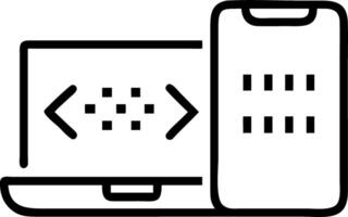 Digital software development internet technology man codes mobile apps on laptop with binary JS big data harnessing user friendly design boosting enterprise solutions vector