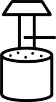 Deep dark well with yellow casing surrounded by rough soil showcasing depth structure borehole vector