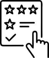 Customer filling to star satisfaction survey on online application evaluating product and service quality providing feedback and good quality reviews vector
