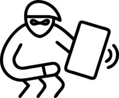 Cybercriminal brandishing smartphone attempts data theft underscores cybersecurity protocols essential for safe network usage in digital era vector