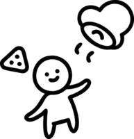 Create to clipart of to Whimsical chef tossing pizza dough in the air in to kawaii style simplified for cleaner look use to color palette appealing to children vector