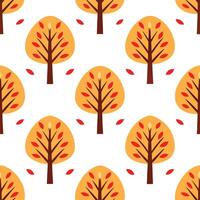 Cozy autumn trees seamless tile pattern with falling leaves and warm hues for inviting spaces Set 2 vector
