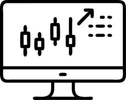 Computer software analyzing stock market data chart with investment application advising trading decisions on screen vector