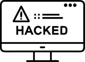 Computer screen displaying hacked alert and system warning indicating cyberattack on network cybersecurity vulnerability data breach and compromised information vector