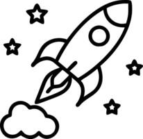 Colorful rocket blasting off into space with stars and clouds symbolizing innovation exploration and adventure vector