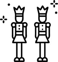 Colorful nutcracker figures stand in the snow adorned with crowns creating to festive winter wonderland atmosphere Set 2 vector