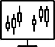 Closeup financial chart with uptrend line candlestick graph in stock market on blue color monitor background vector