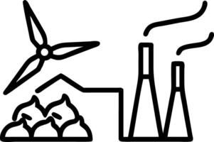Close up of wood pellets in front of power plant and wind turbines symbolizing renewable energy and sustainability vector