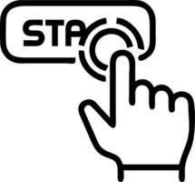 Close up of Man presses start button in car motor Turning on functioning systems vehicle Start using car before driving start electronic systems in car vector