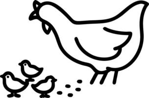 Close up of brown hen pecking feed in farm environment with other chickens in background highlighting rural life vector