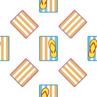 Classic summer seamless pattern with striped beach towels and flip flops for relaxed beach vibes vector