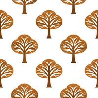 Classic autumn trees seamless tile pattern with maple and pine trees for timeless fall decor vector