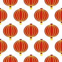 Chinese lanterns and dragons seamless tile pattern with vibrant reds and golds for festive decor vector