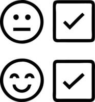 Checkbox comment of happy face among normal sad icons highlights positive approach mental health emphasizes beneficial outlook fosters emotional resilience synergy in tasks concept vector