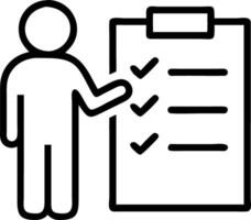 Checklist concept businessman mark checkboxes survey form check marks filling online form answering questions business employee security procedures office vector