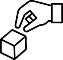 Businessmans hand selects green checked wooden cube approving new proposal underscores moral choice brand authenticity ensures strategic business path vector