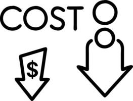 Businessman working on company cost saving with decreasing coins stacking and down arrow symbolizing cost management and reduction in empty space Set 2 Edition vector
