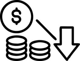 Businessman working on company cost saving with decreasing coins stacking and down arrow symbolizing cost management and reduction in empty space Edition vector