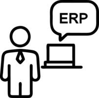Businessman using computer for document management within Enterprise Resource Planning ERP system illustrating ERP concepts Set 3 vector