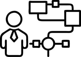 Businessman using computer to plan workflow and process management illustrating business automation with flowchart process improvement hierarchy and corporate strategy vector
